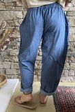 Rustic Nature Linen Blend Barrel Pant Washed Navy